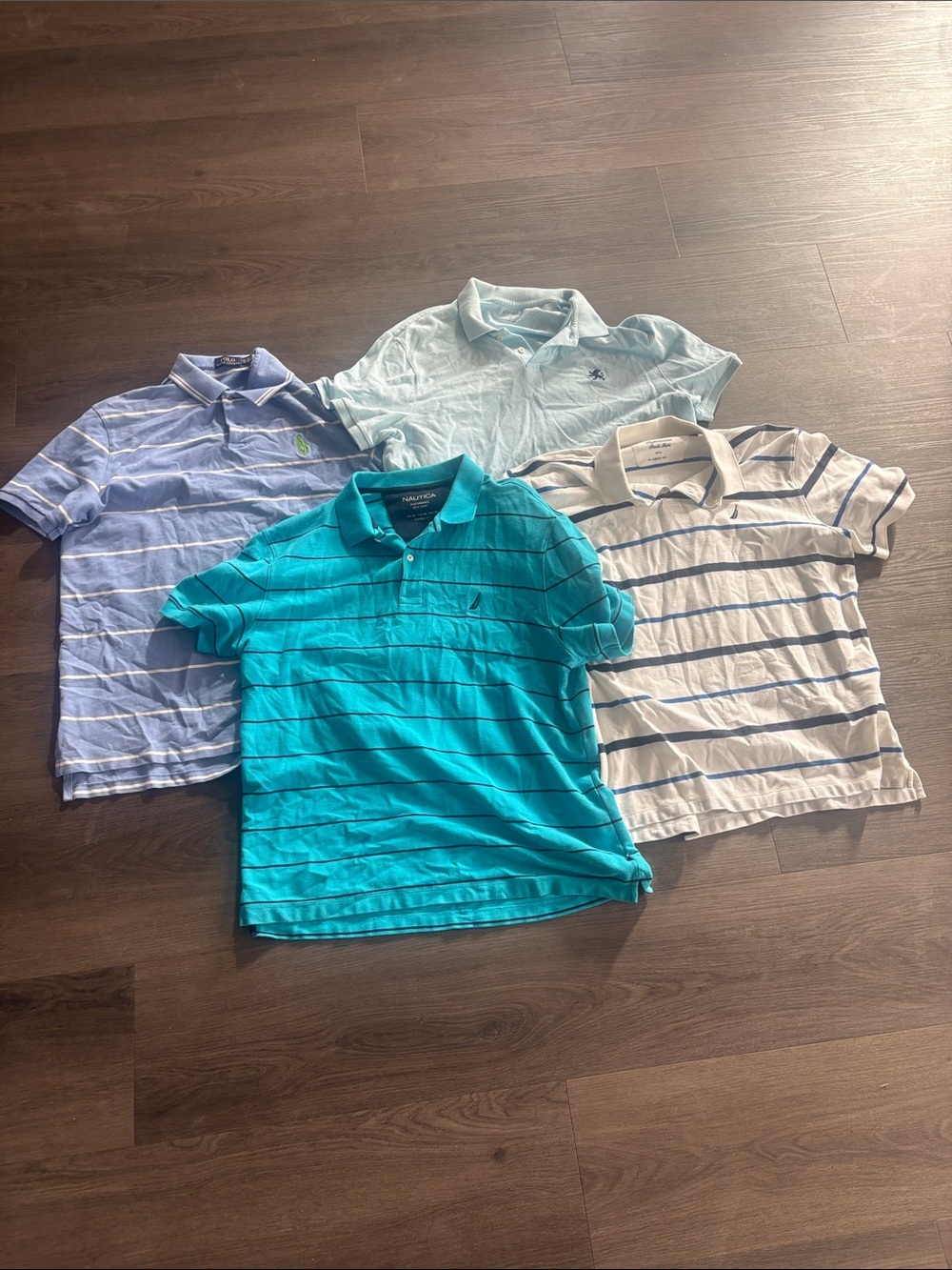 Assorted Menโs Polo Shirt - Turquoise, Light Blue, White Striped - Various brand